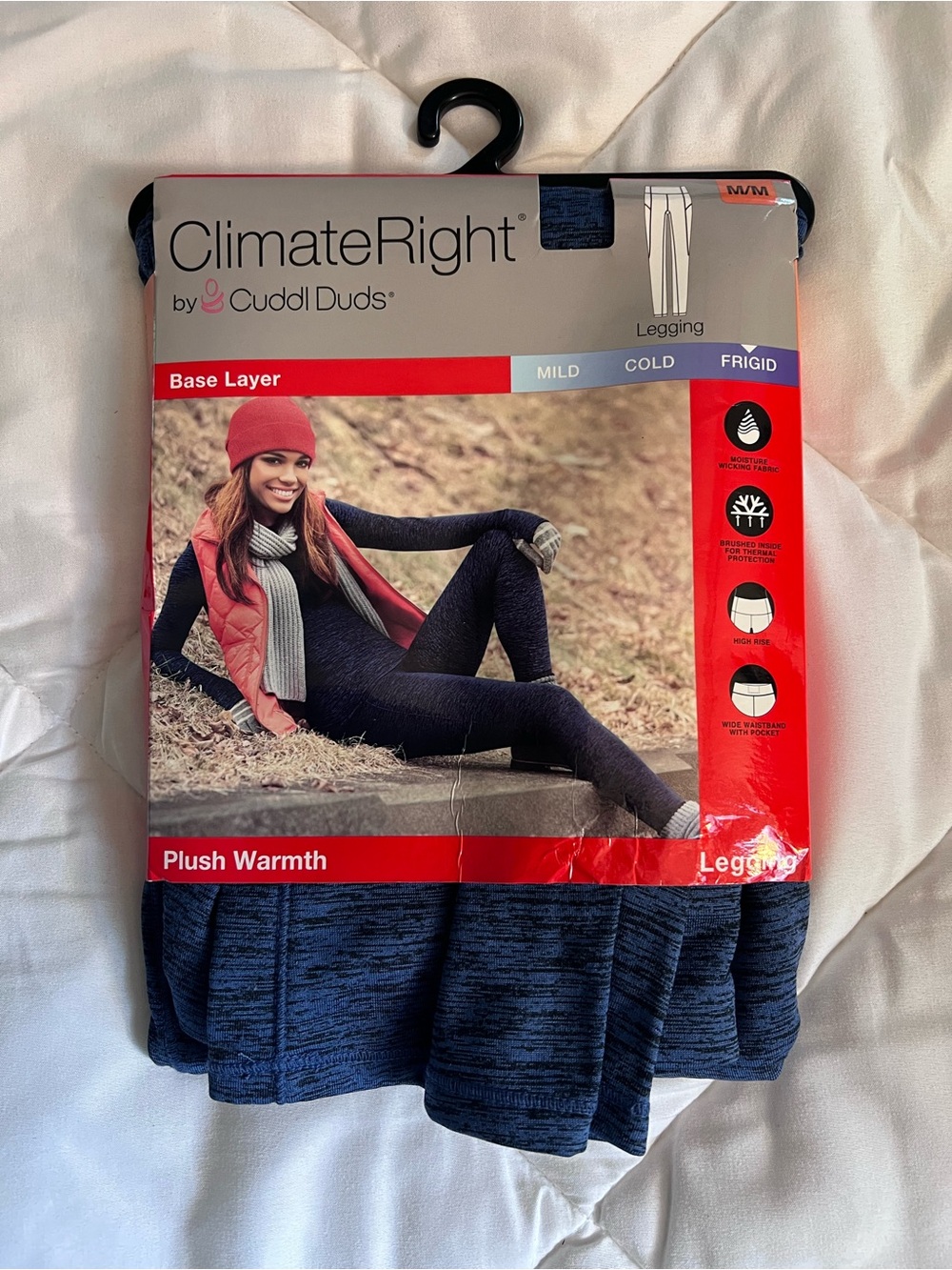 Cuddl Duds Women's Leggings Base Layer Cuddle Thermal Navy Denim Blue Size Med